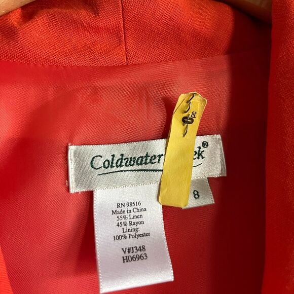 Vintage Coldwater Creek Orange Linen Blend Dress 8 Button Front Y2K Cottagecore - Picture 3 of 9